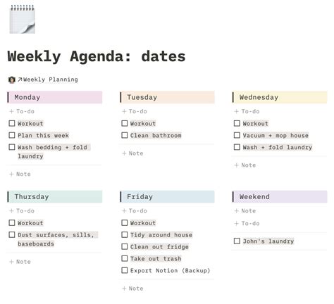 Daily Agenda Notion Template